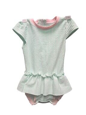 Ruffle Butts Mint Seersucker Peplum One Piece Sz. 18-24